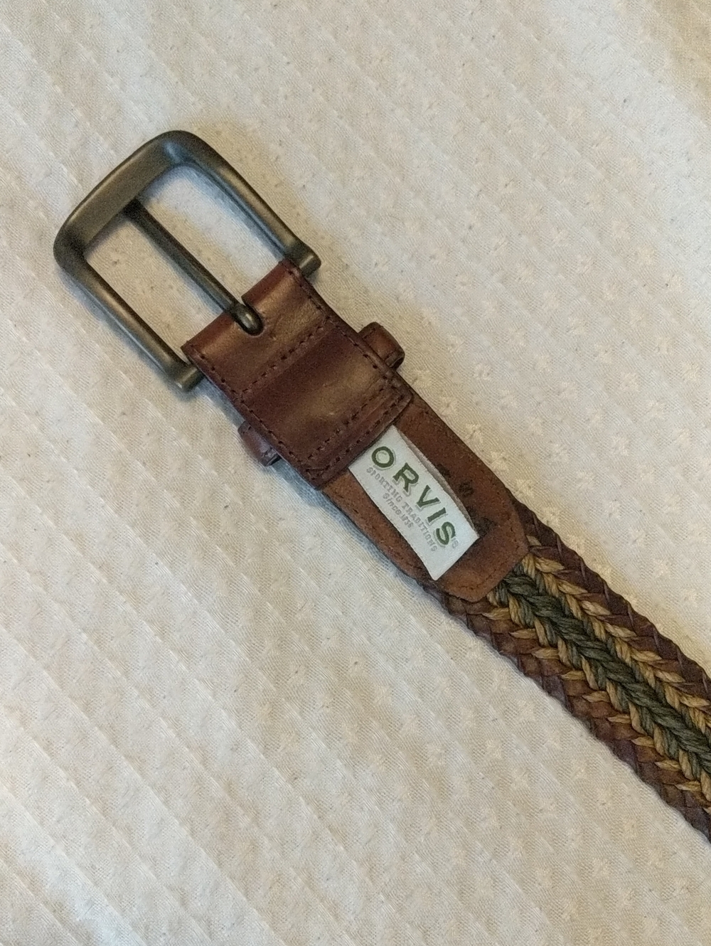 Orvis Braided Leather Belt in Brown and Olive Tones